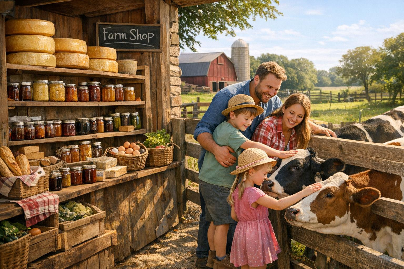 The farmstore and farmsteads  offer the opportunity to experience the first hands of farm life: to get acquainted with the production process, meet friendly ani