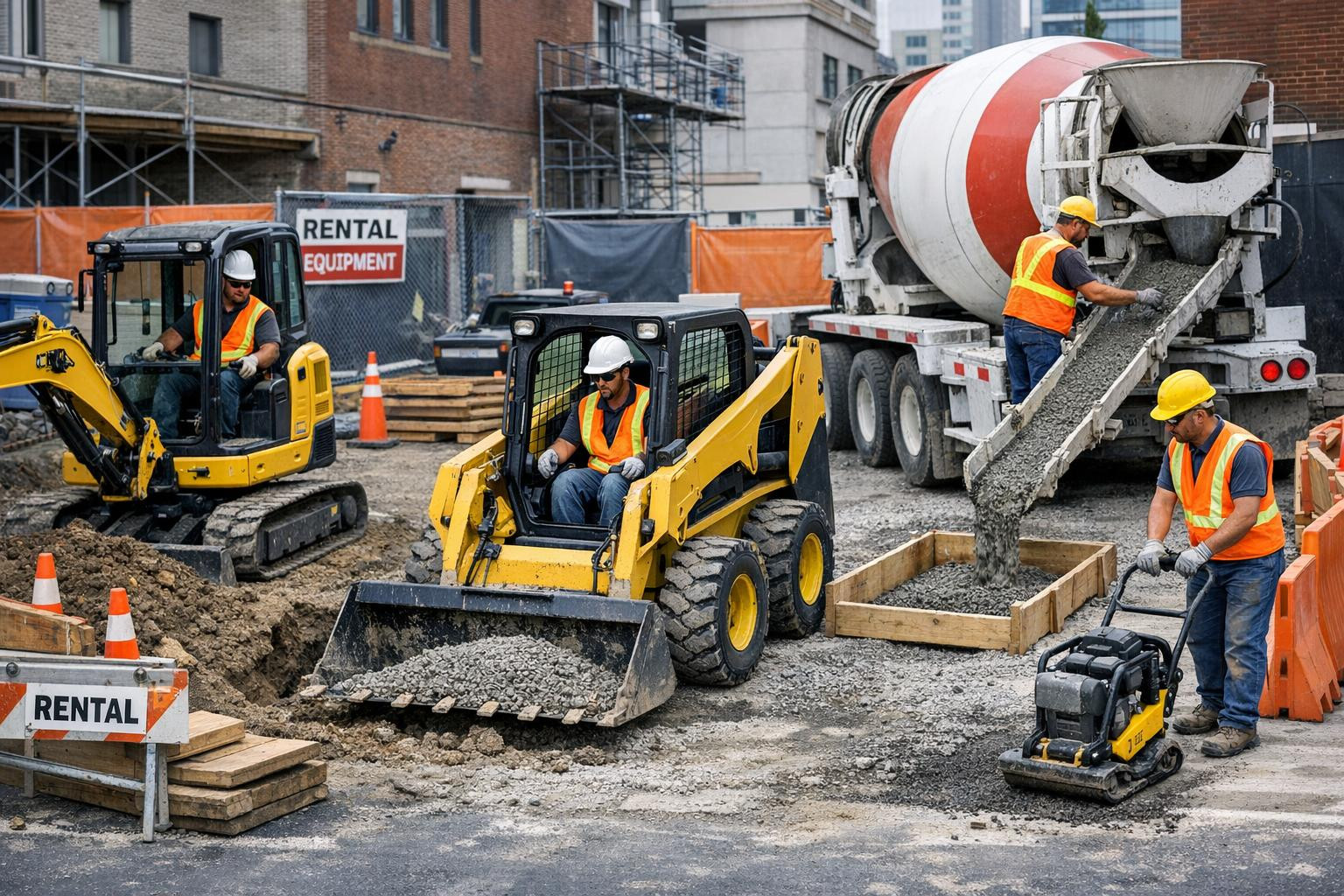 Long-term rent  provides an opportunity to quickly equip smaller and temporary jobs with suitable compact machines and concrete equipment with an experienced op