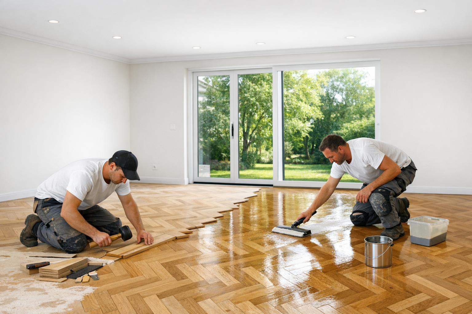Resistant floors and elegant ceiling finishing create a space ...