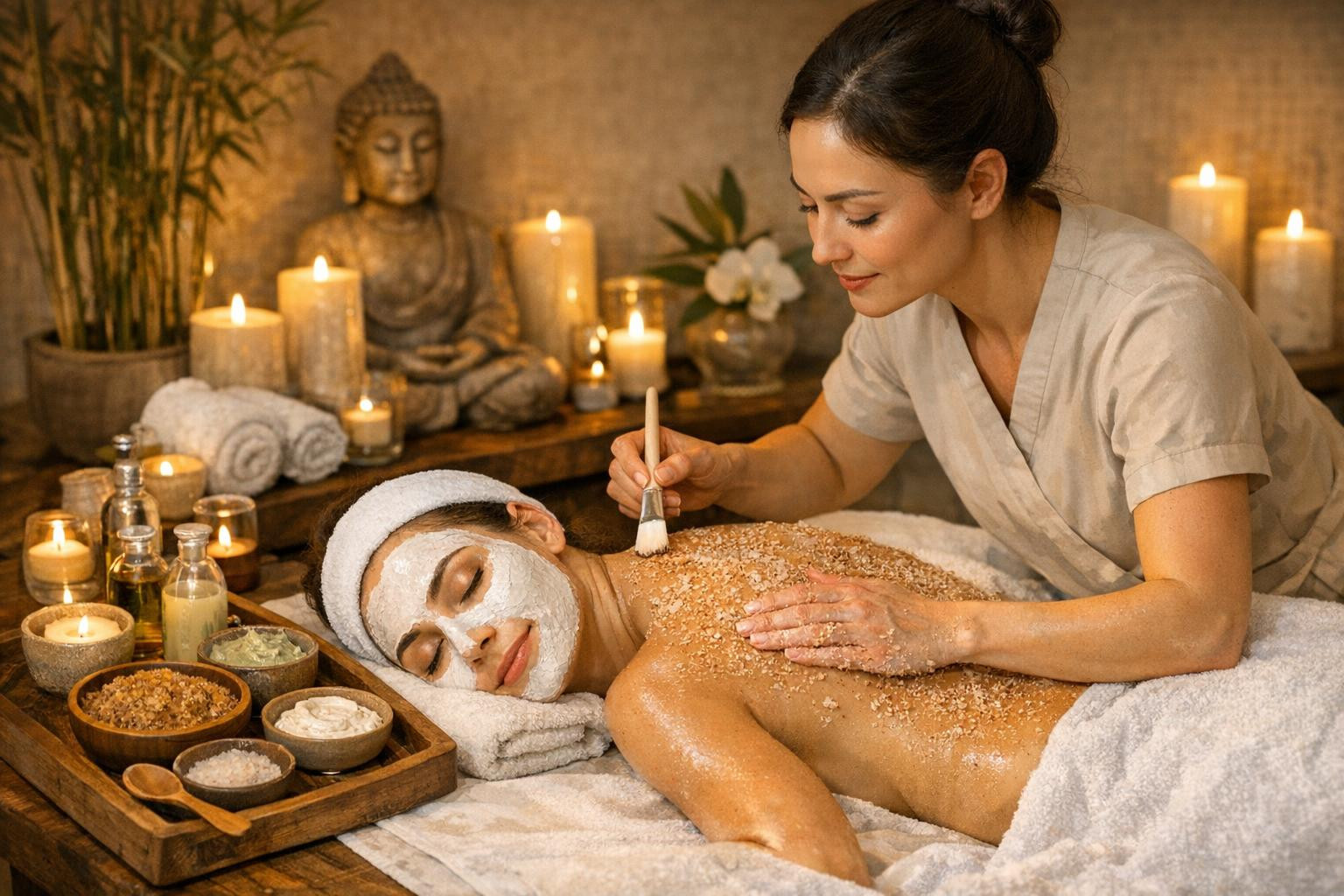Full approach to improving skin beauty and overall well-being    Full body and facial care combines professional body massages, skin renewing body shells, deep 