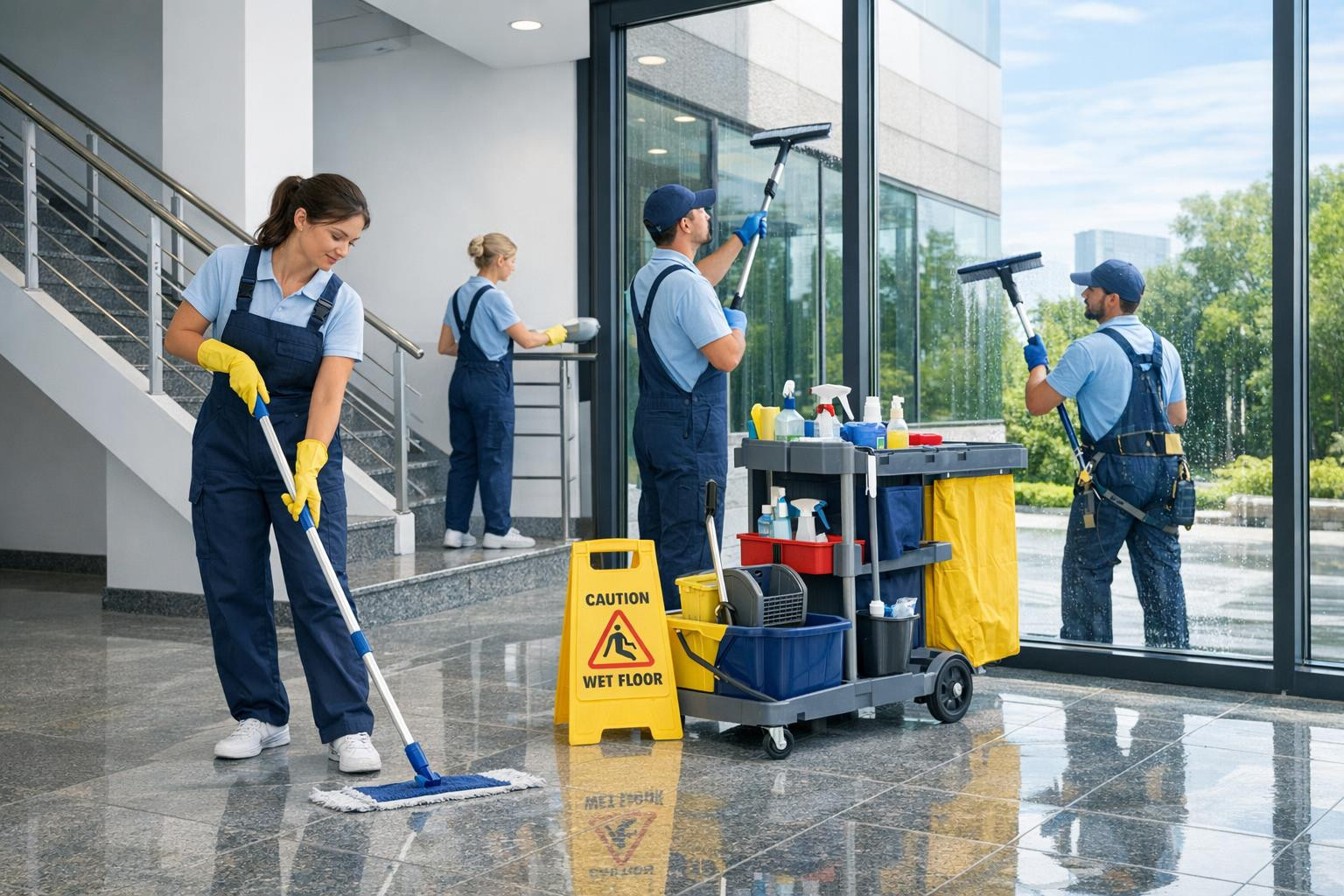 Complete cleaning solution for each building     Comprehensive cleaning of buildings  ensures a healthy and healthy environment for offices, commercial building