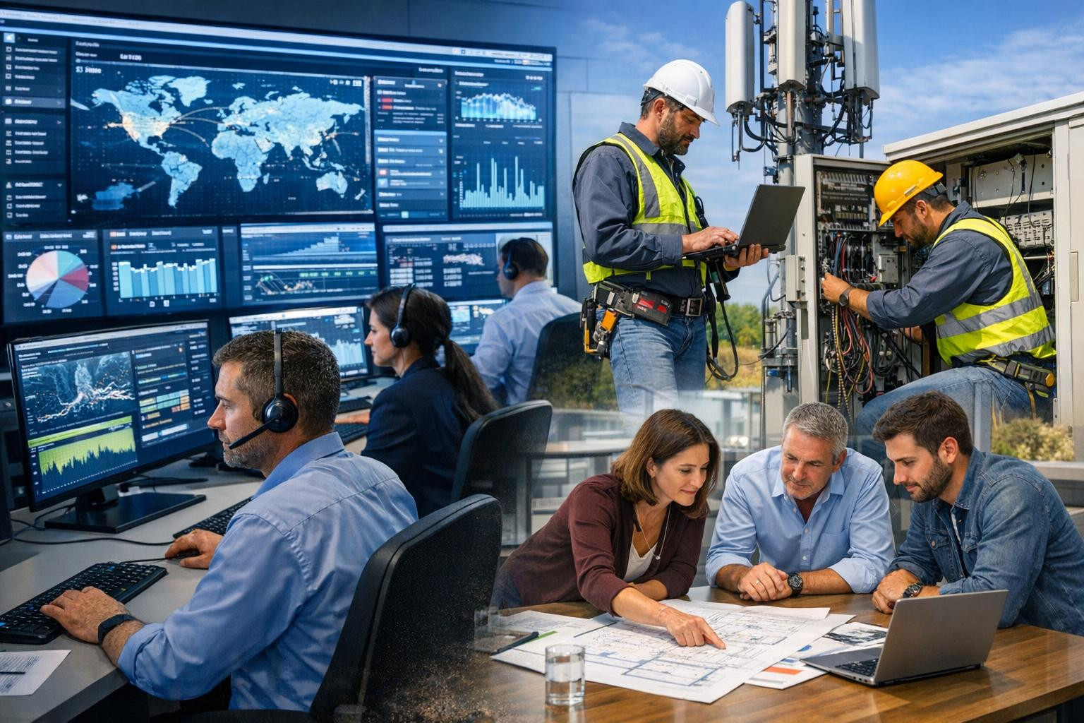 Full service for networks  brings together lifecycle management, strategic network planning, day-to-day surveillance and practical field work maintenance to ens