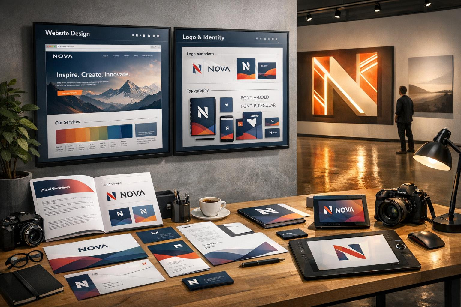 Integrated designs</strong combine visual identity, digital experience and spatial solutions to create consistent and commercially effective brand experience