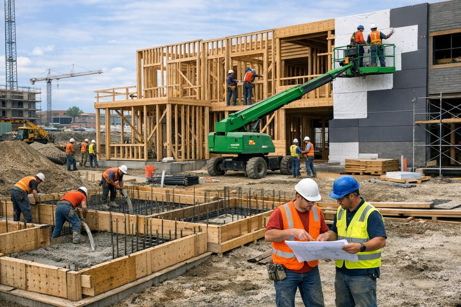 Full construction management from beginning to end   < Full construction solutions  combine foundation construction, caskass construction, facade and externa