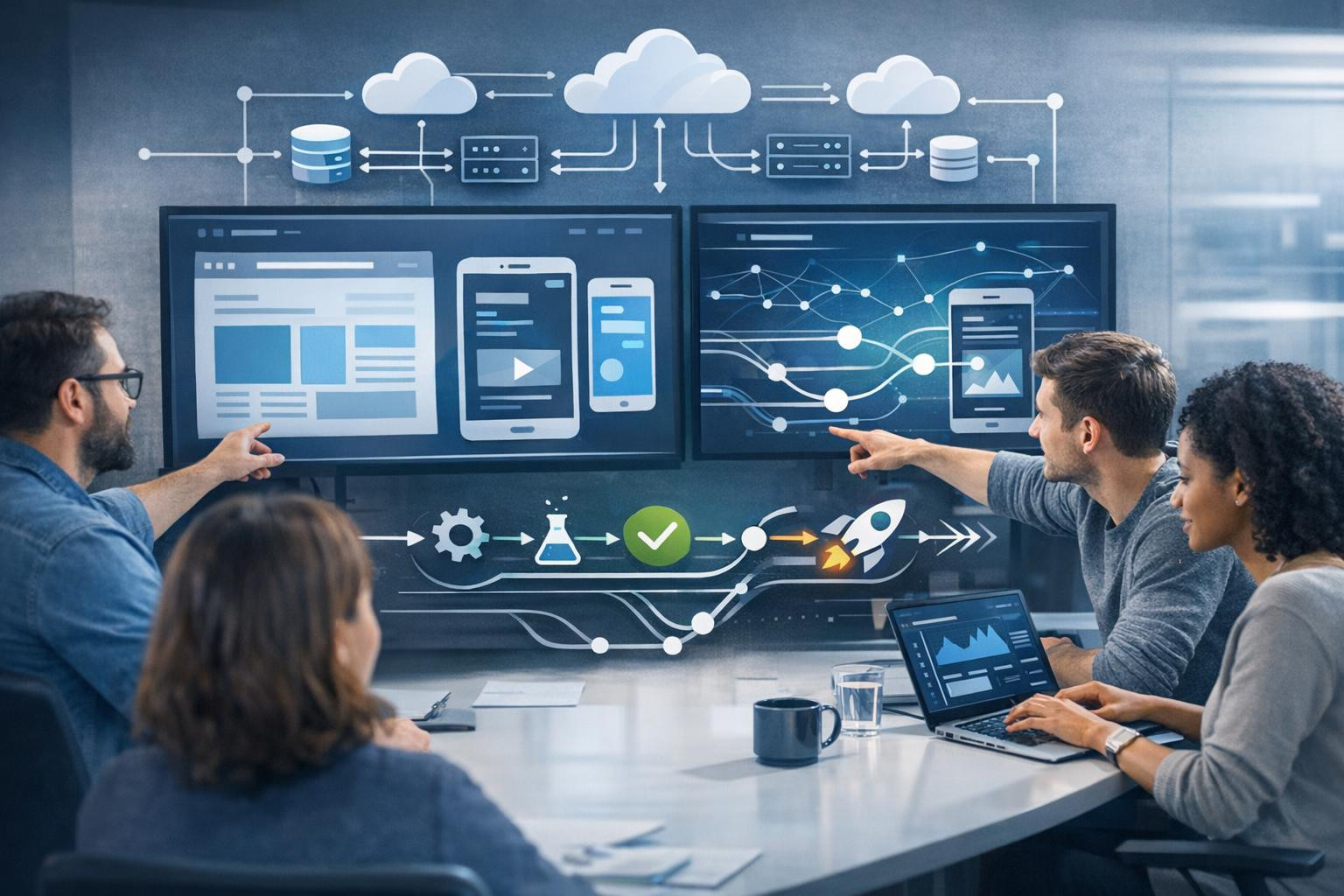 Full solutions that lead from the idea to a workable product    Full software development will solve the entire development process: from architectural planning