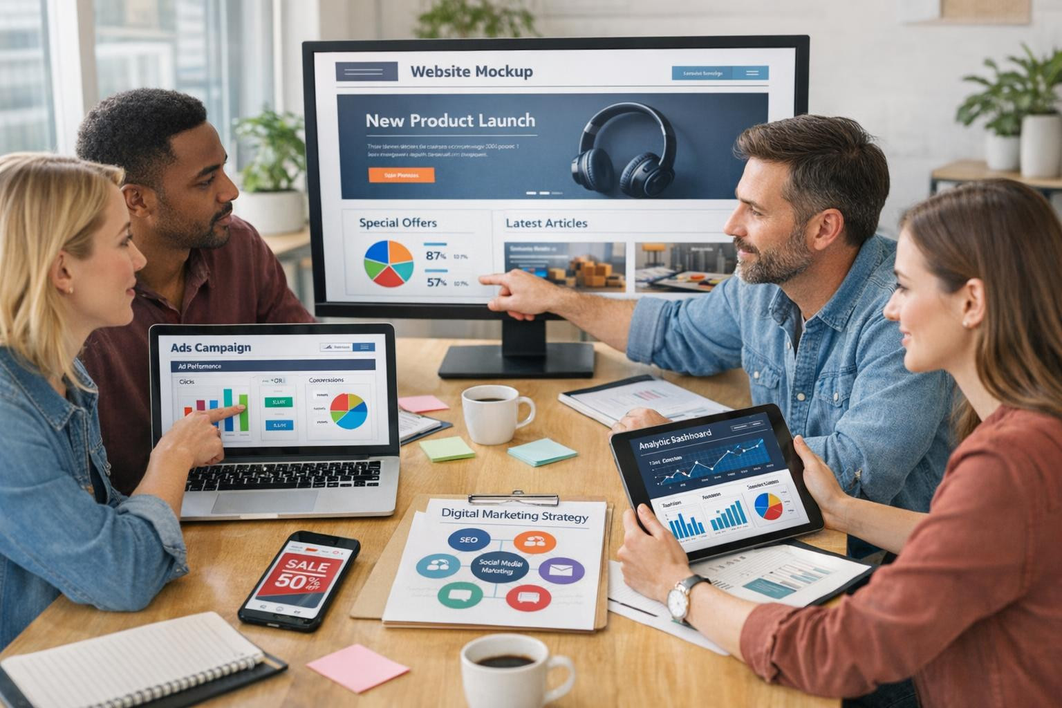 Full digital marketing services  create a clear growth and sales manager for small and medium-sized enterprises, combining effective search advertisements, sust