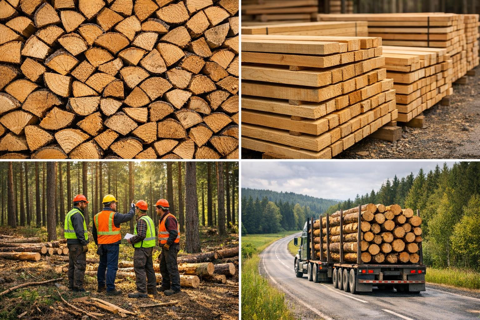 Full service for the timber sector covering the entire supply chain from the supply of firewood and sawn timber to the transport of forest management, wood chip