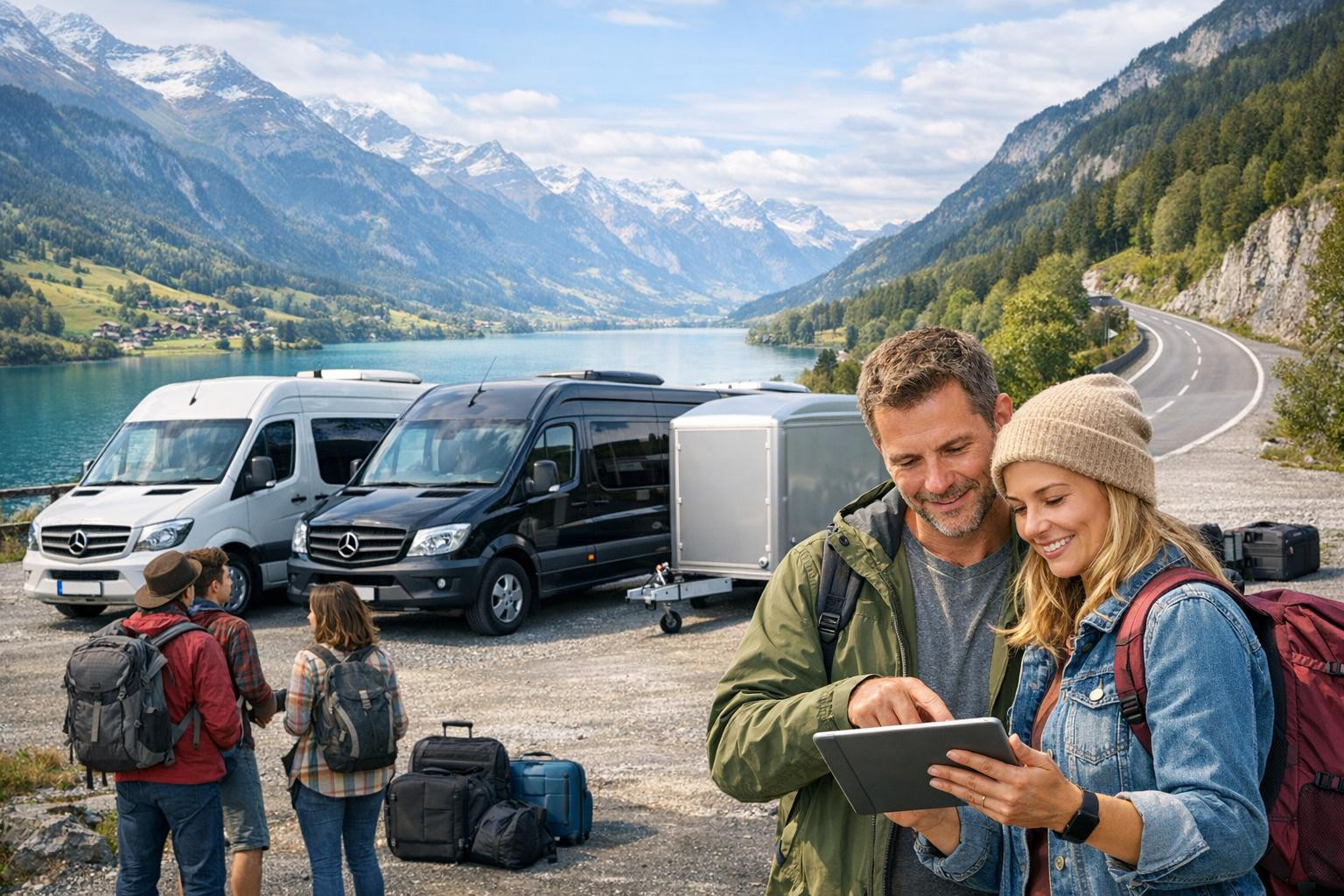 Convenient group transport and flexible minibus rental  with trailer rental ensure that the trip runs smoothly from planning to arrival at destination. Modern a