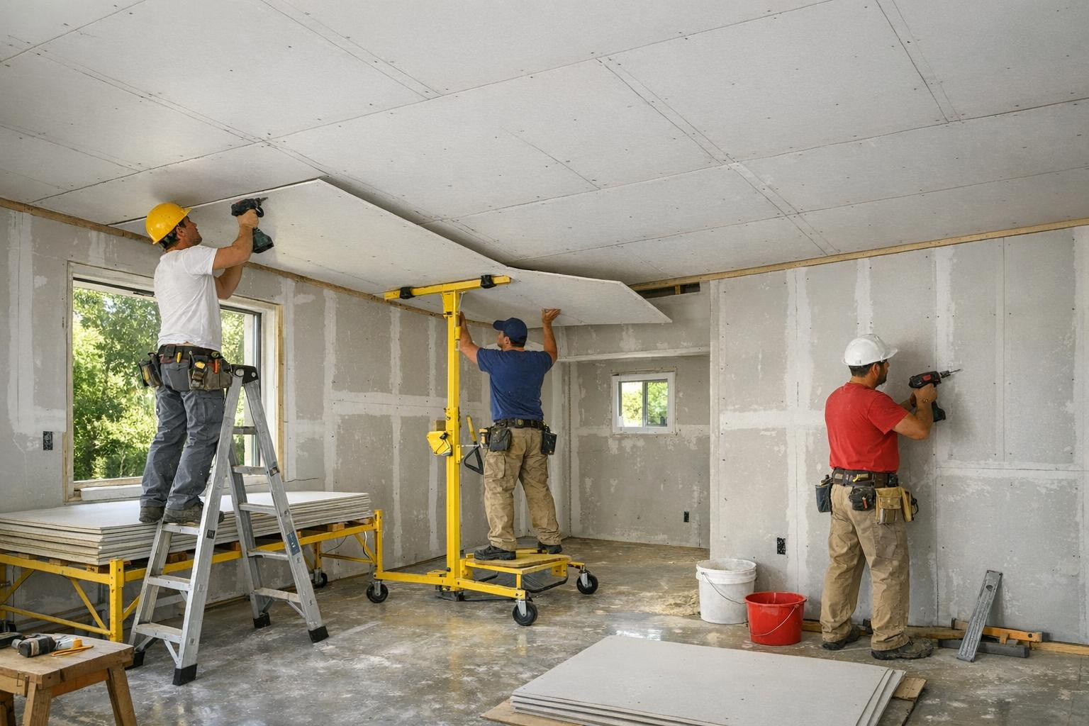 Silent interior surface and precise spatial distribution quickly and reliably    Professional plasterboard installation and ceiling finishing ensures a beautifu