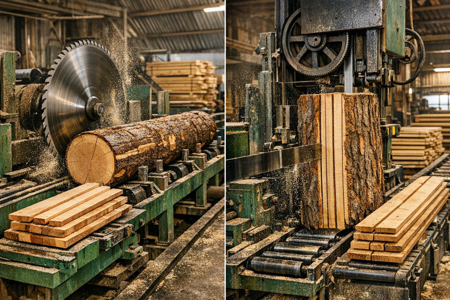 Sawing   makes the cutting and processing process of logs faster, more accurate and more cost-effective. Directly from logs to tables and precise discs from log