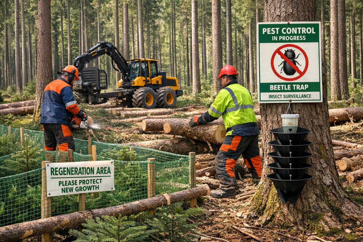 Regular forest management ensures the viability of the tree, reduces the risks of pests and diseases and increases economic value. Suitable for managers of both
