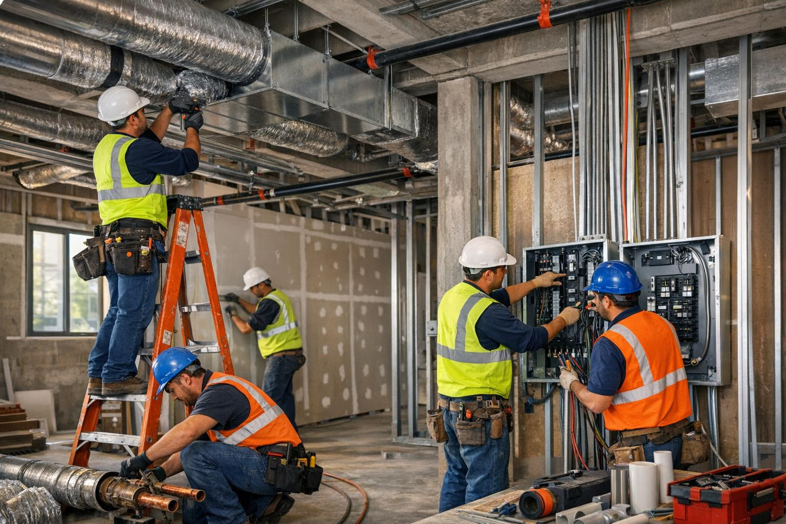 Full MEP installation from design to delivery    < Coordinated heating and ventilation installation  ensures the reliability and energy efficiency of the bui