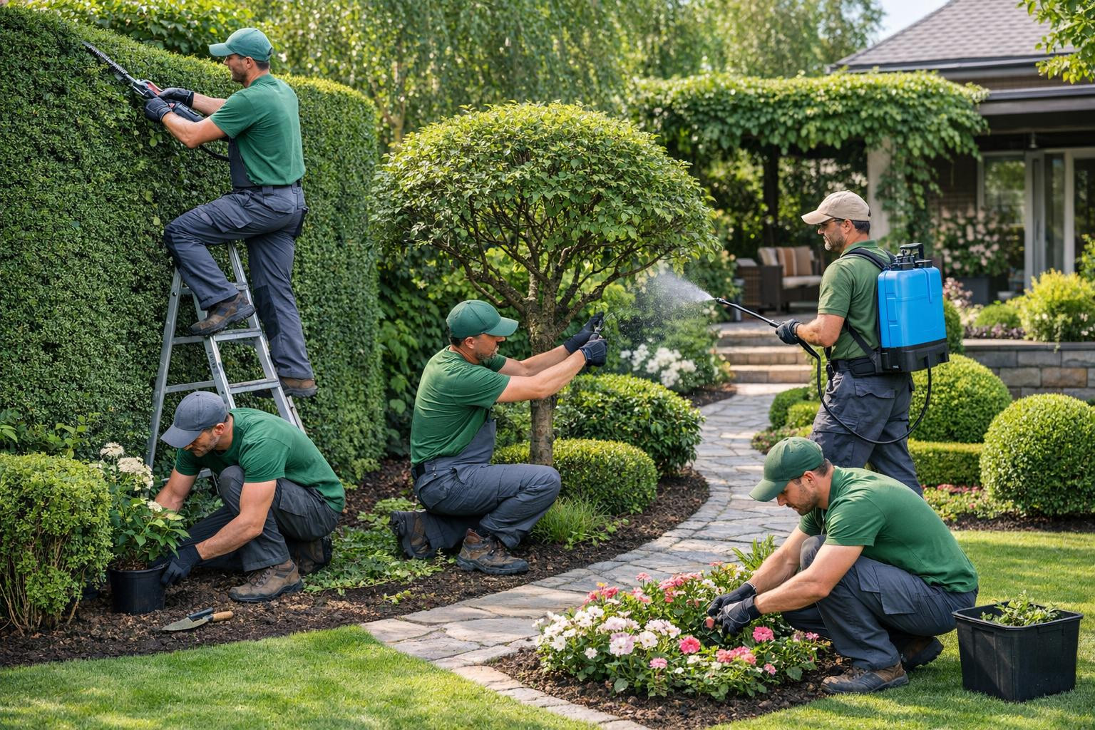 Professional hedge trimming provides a well-organised and healthy ...
