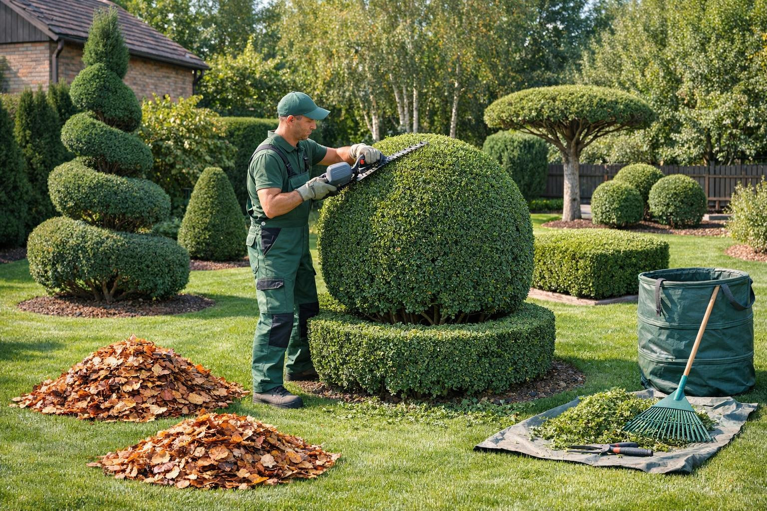 Picking  ,  Picking and shaping  ,  tree cutting   and seasonal  page harvesting  create a clear, cared and safe appearance in the home garden or business area.