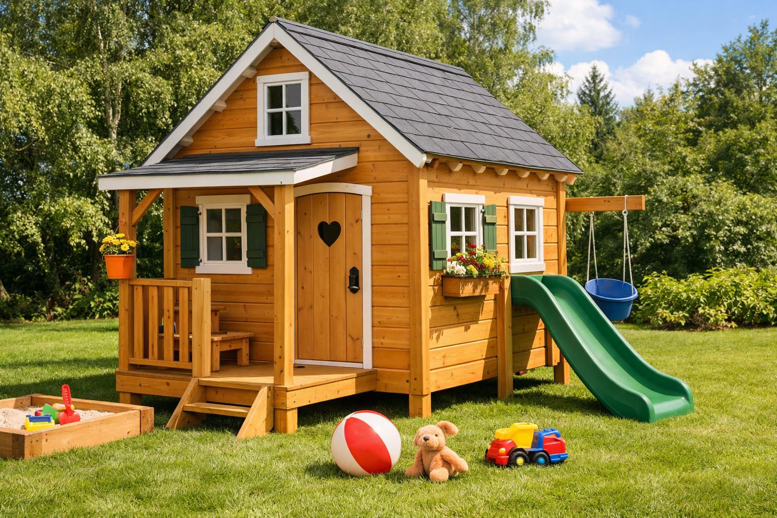 High-quality DIY playhouses  offer premium class outdoor playground that combines durable construction, simple assembly and aesthetic design. Each set is design