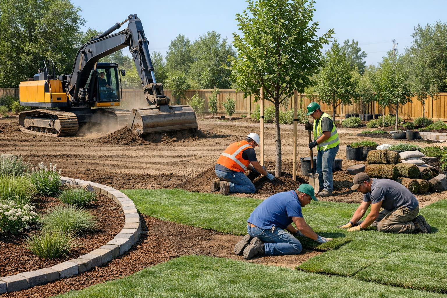 Surface preparation and grazing  combines a strong technical solution and well-thought-out aesthetics: groundwork and digging works with excavator ensure a stab