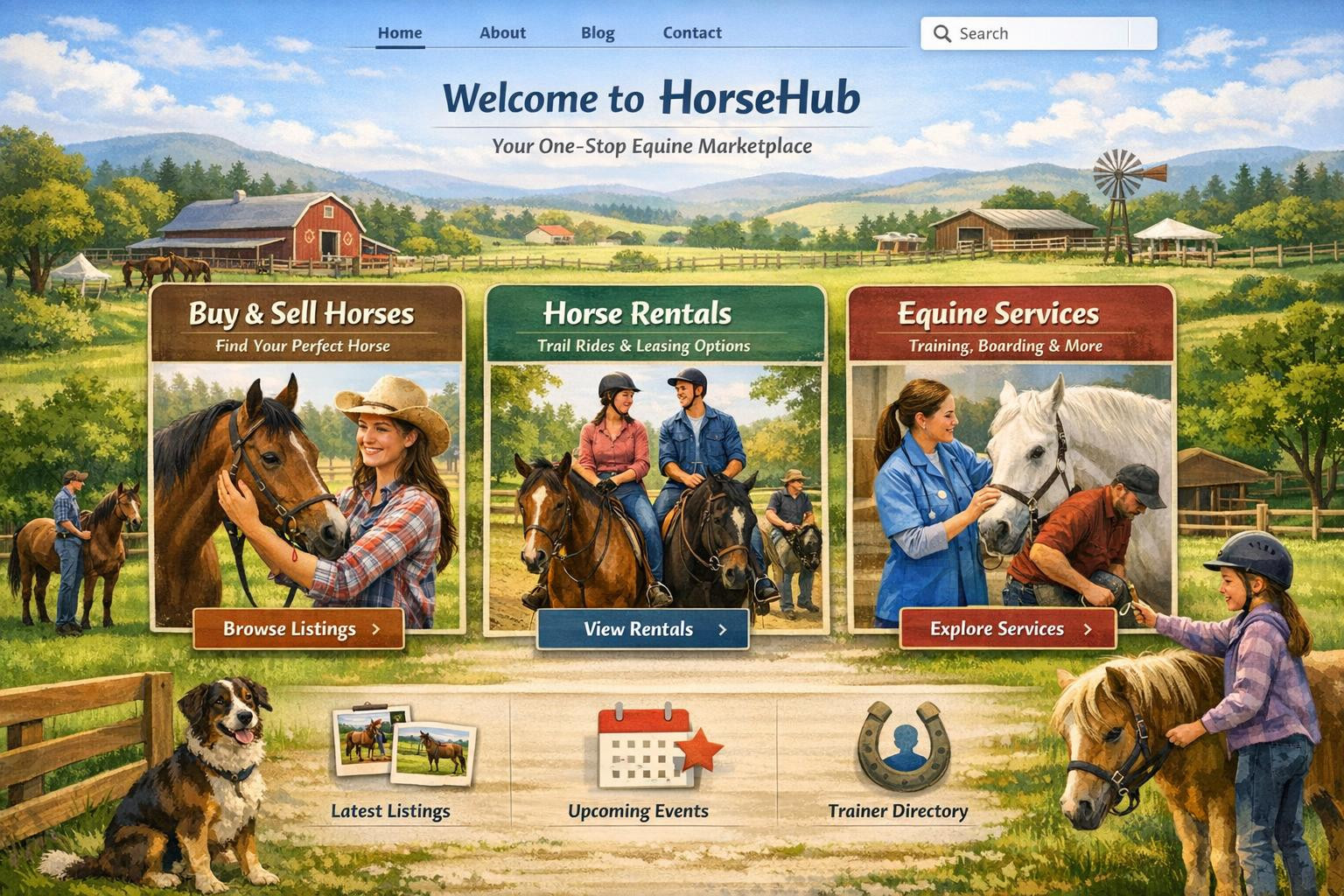 Horse portal  connects vendors, tenants and service providers under a clear, secure and comfortable platform. The possibility to find or sell a horse, rent a ho