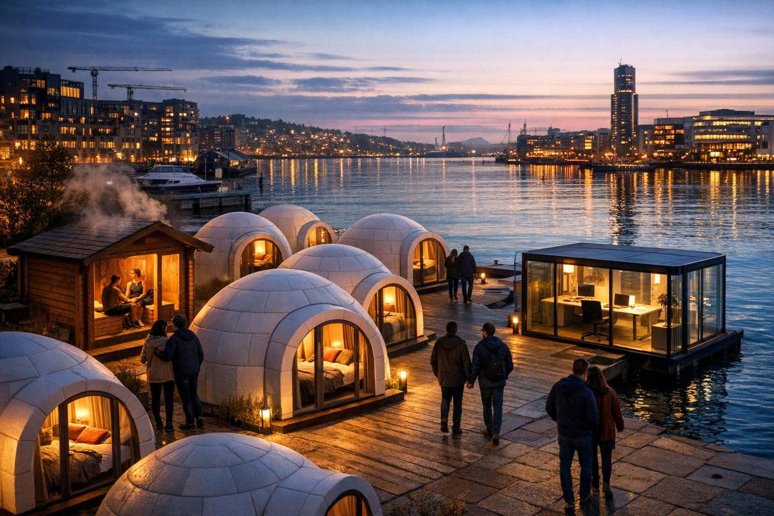 Designed for work, relaxation and memorable experience     Iglupark Noblessner  connects urban space and sea coast charm: glass views, stylish iglu‐modules and 