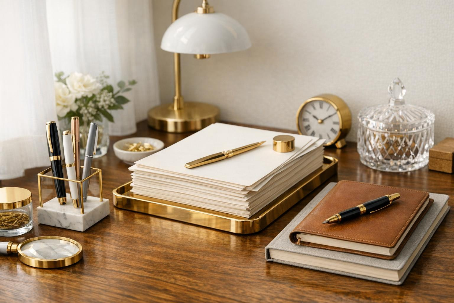 Clear, comfortable and stylish desktop starts with the right choice.  High-quality typewriters and notebooks support the storage of ideas, award organizing and 