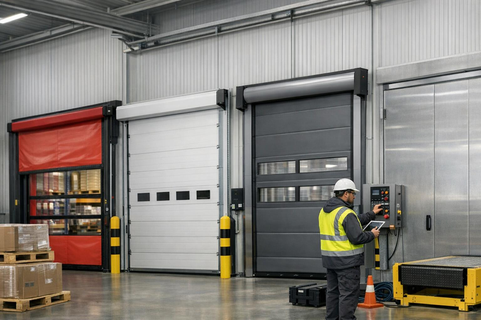 Effective and reliable solutions for storage and production buildings   < Industrial doors  ensure smooth logistical and production process movement: fast op