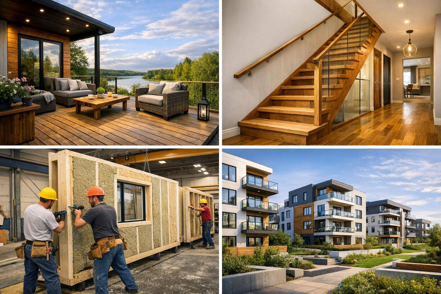 Complete woodwork  that combines mastery and reliability: from the assembly of external and internal structures to the installation of modules and elements and 