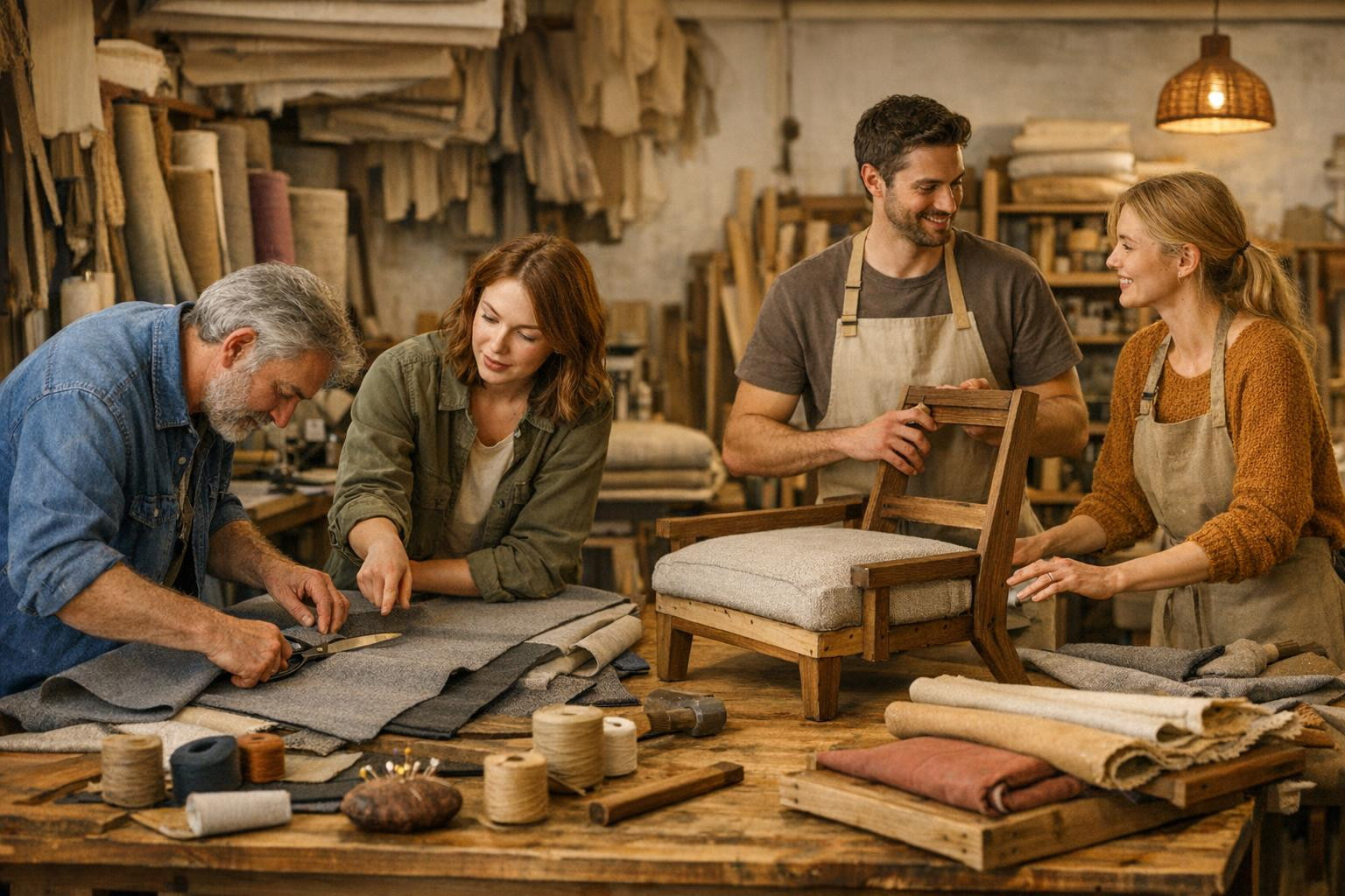 Full value chain: from the idea of a finished solution    < Integrated furniture and textiles  combines professional  textile design , precision  textile pro