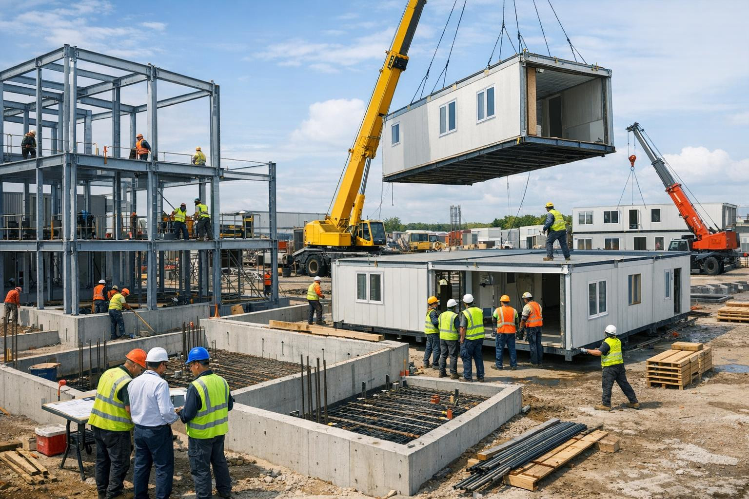 Ühest kohast projekteerimisest tootmise ja paigalduseni ulatuv integreeritud ehituslahendus ühendab terase, betooni ja moodulsüsteemid, et tagada kiirem ehitusp