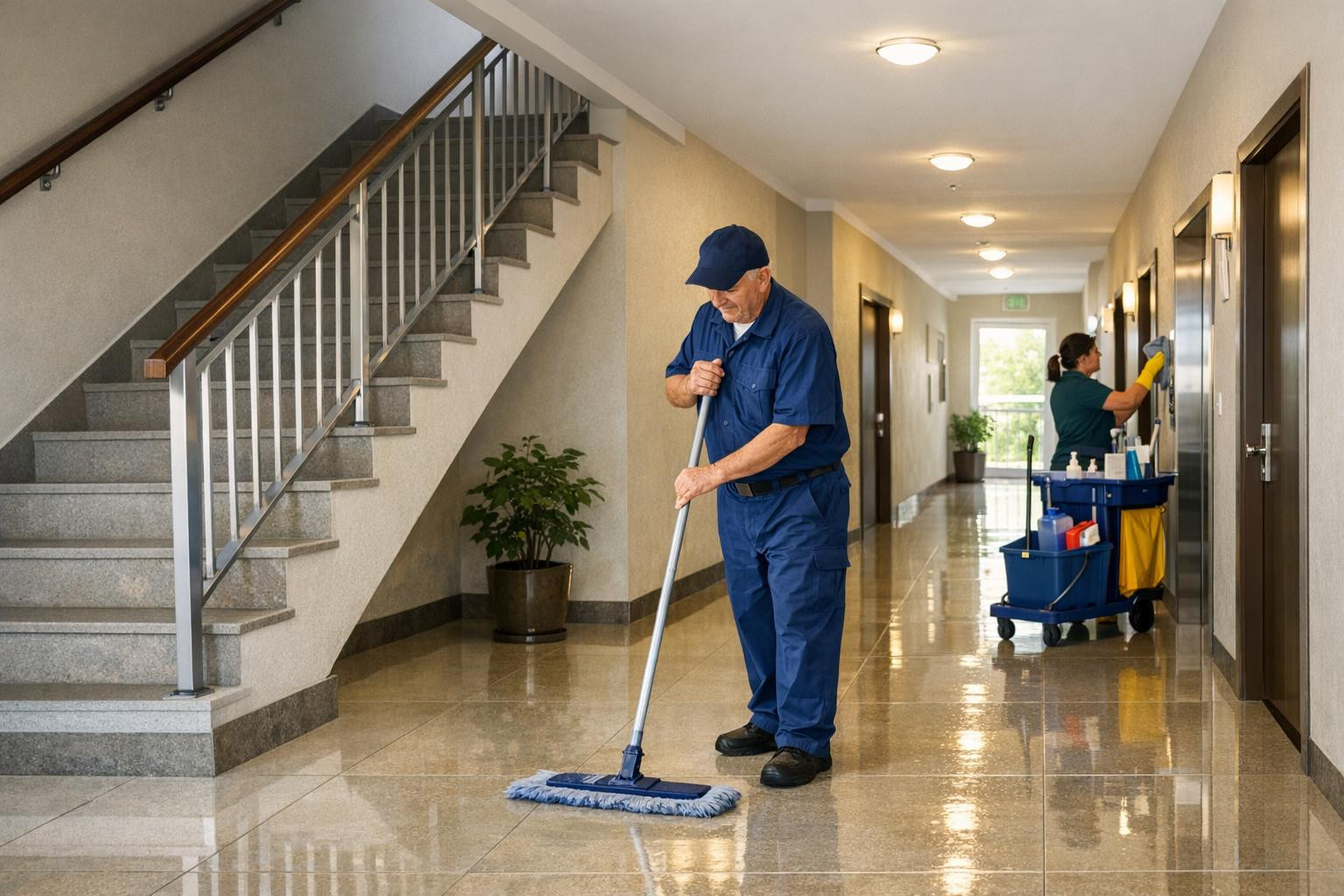 Internal cleaning of a dwelling that keeps staircases and common spaces in order     Internal cleaning   of a dwelling ensures that the staircases, corridors an