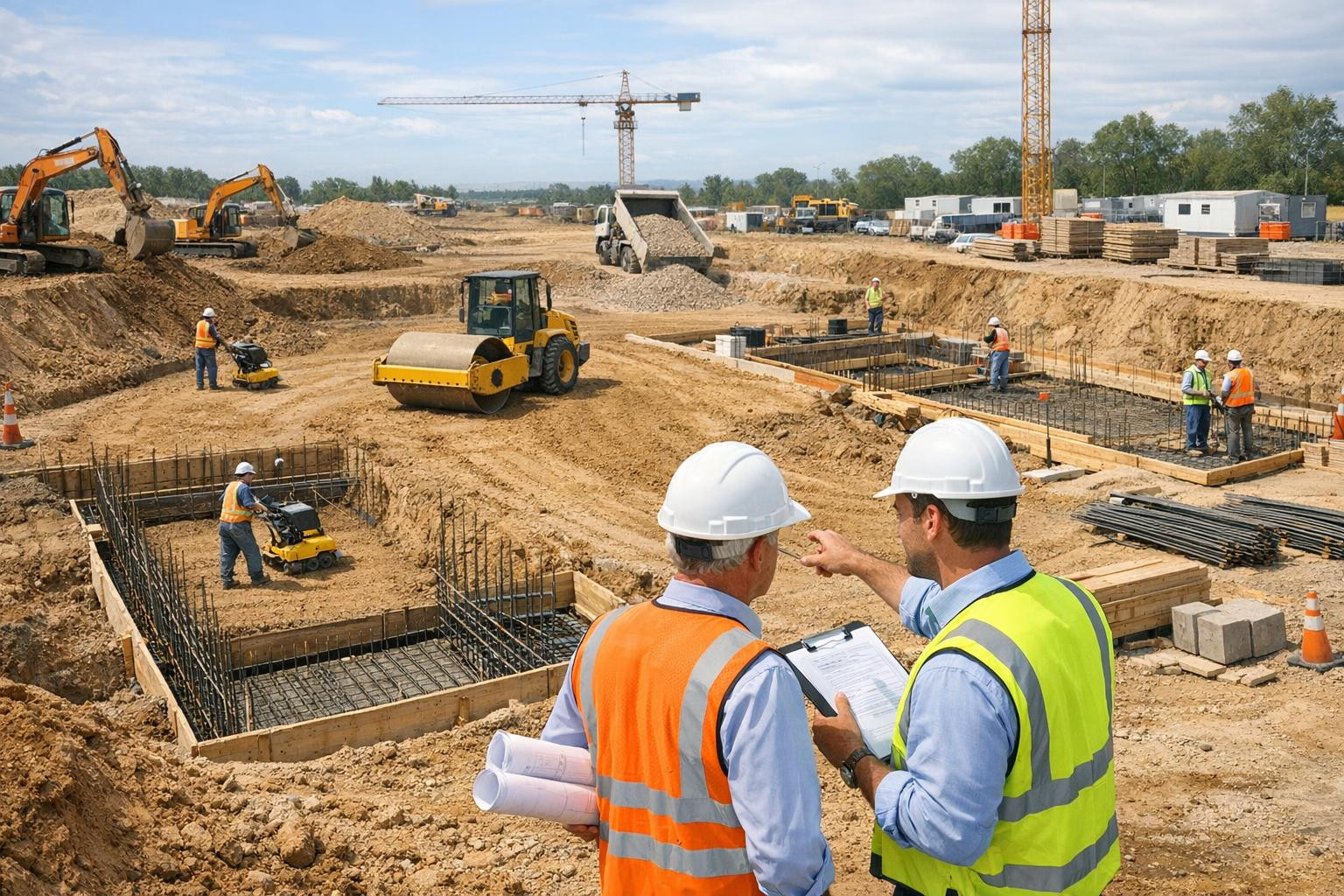 Complete construction preparation  combines the preparation of the site, the digging of the foundations, the stabilisation of the soil and professional construc