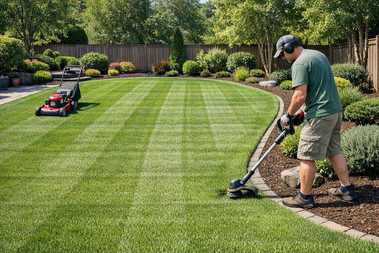 Why proper lawn maintenance is important     The maintenance   includes regular   lawn mowing  , accurate  trimmerisation  i and correct  m fertiliser  t to ens