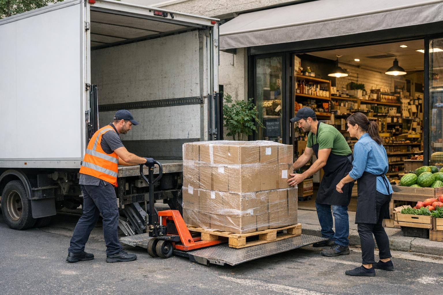 Transport  with a lift allows the goods to be loaded and unloaded directly to the customer without dock or special equipment, reducing handling time and reducin