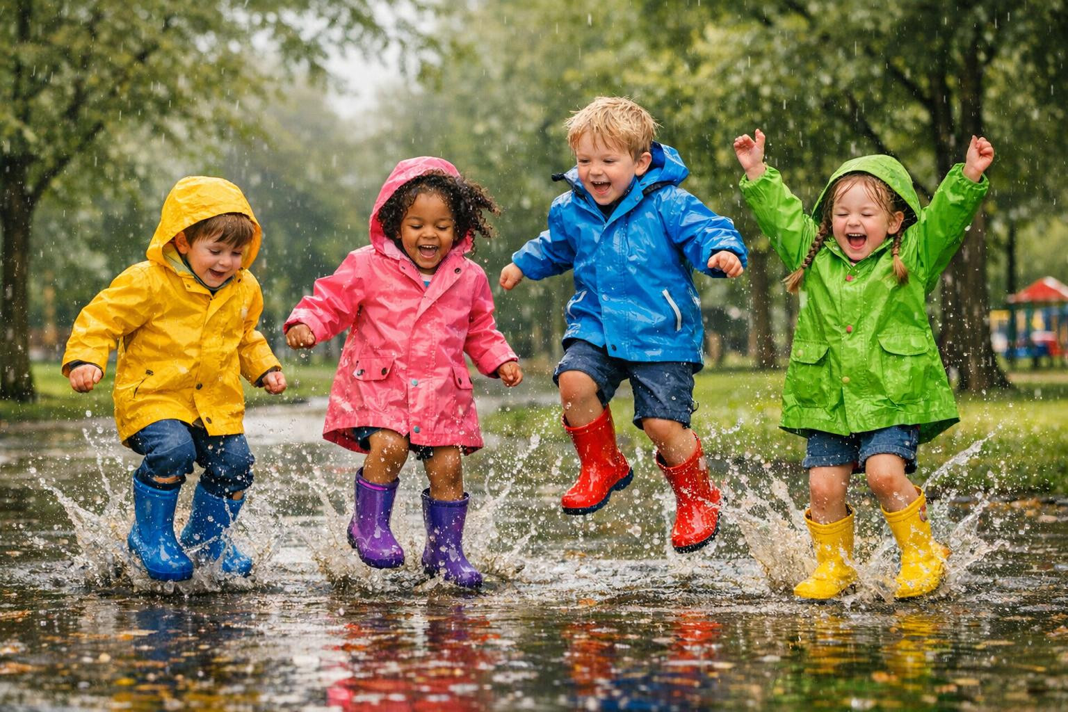 Small and durable children\'s raincoats offer a reliable protection ...