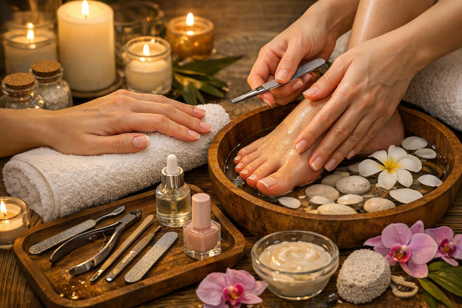 Why choose a professional manicure and pedicure?    Professional manicure and pedicure  restore nail health, soften the skin of hands and legs and give a direct