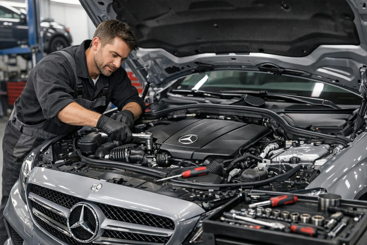 Usaldusväärne hooldus ja remont Mercedes‑Benz sõidukitele 
  Regulaarhooldus  ja professionaalsed  remonttööd  tagavad, et iga Mercedes‑Benz säilitab töökindlus
