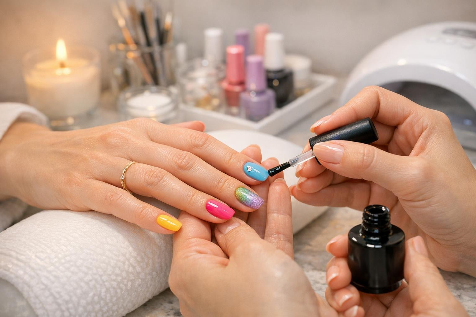 All necessary for strong and treated nail finishing    < Nail care  combines modern techniques and high-quality materials to achieve a durable and visibly tr