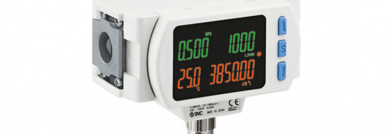 One of the latest digital flow switches to join the SMC family, PF3A#H, monitors the consumption of the main line with a 100:1 ratio. It is IO-Link compatible, 