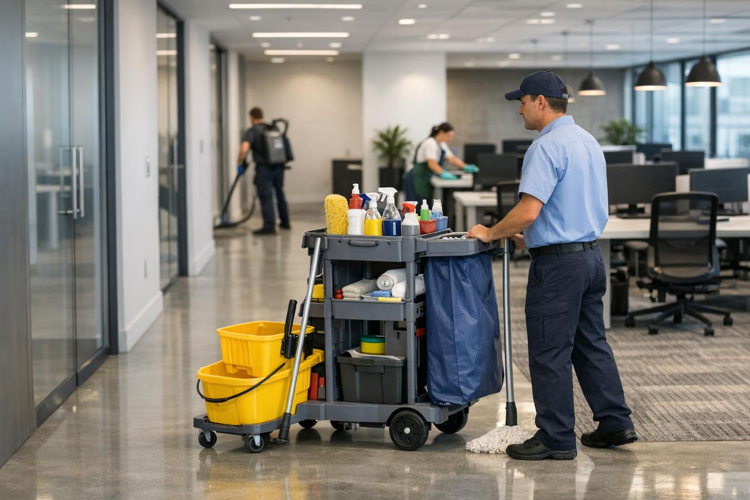 What does professional office cleaning offer?   < Office cleaning  ensures a healthy, hygienic and representative working environment that supports the well-