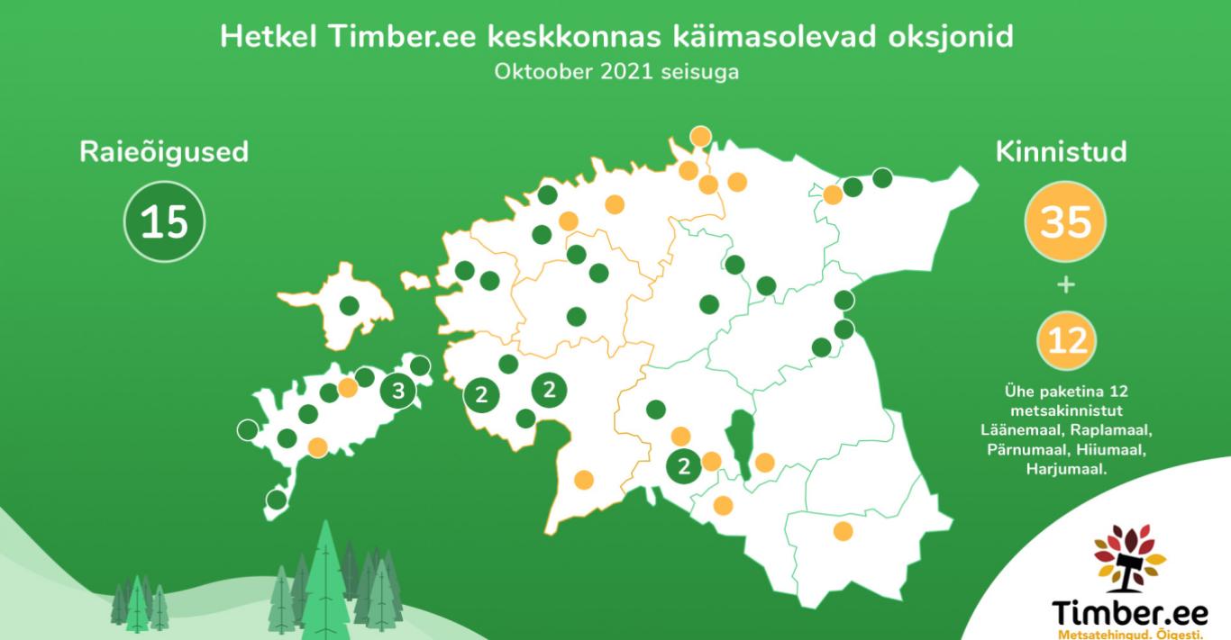 Timber.ee oksjonikeskkonnas on oksjonil kokku 47 kinnistut, millest ...