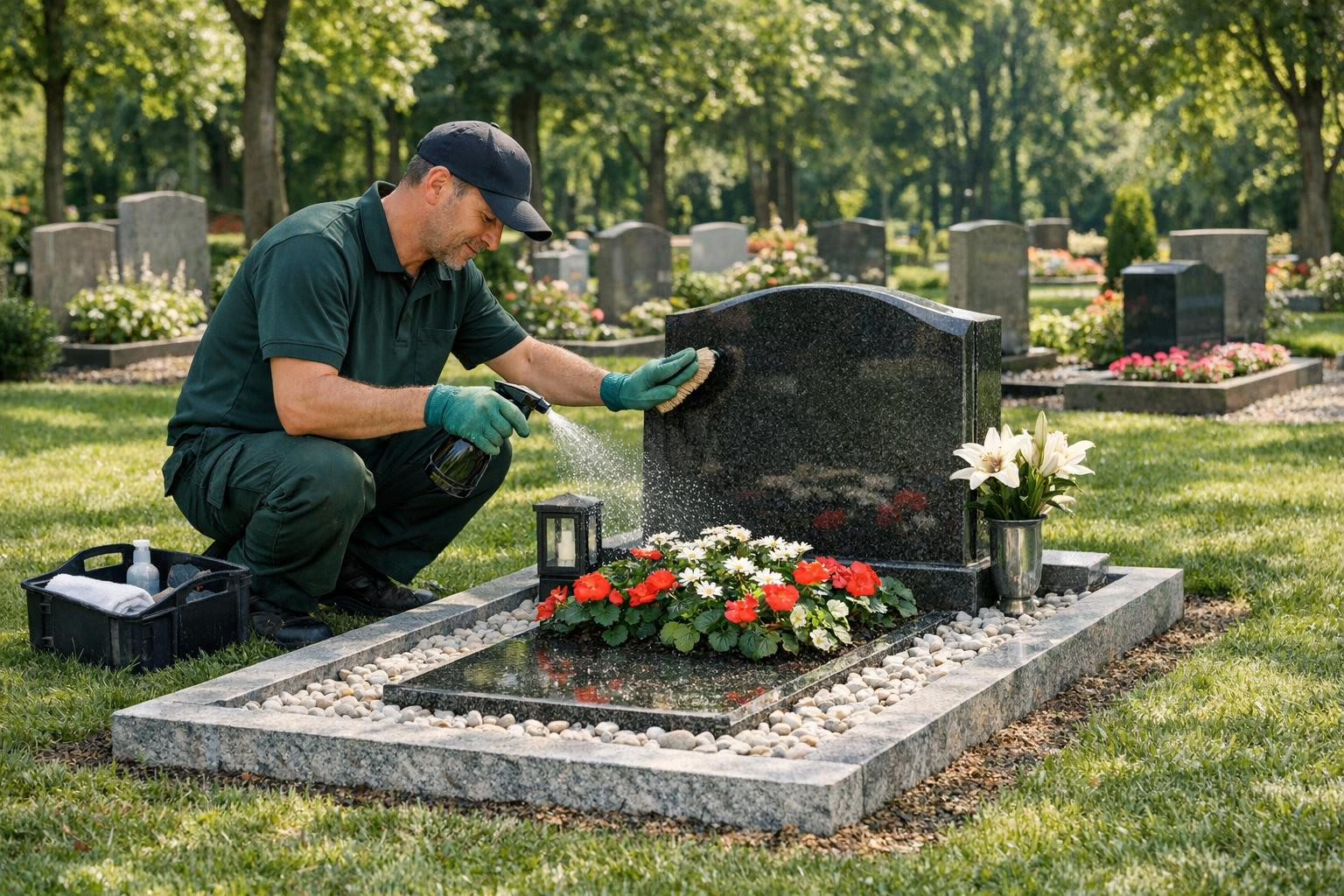 What is one-digit care?   < One-digit care  offers a quick and professional disposable solution for the maintenance of the tomb: light cleaning, garbage remo