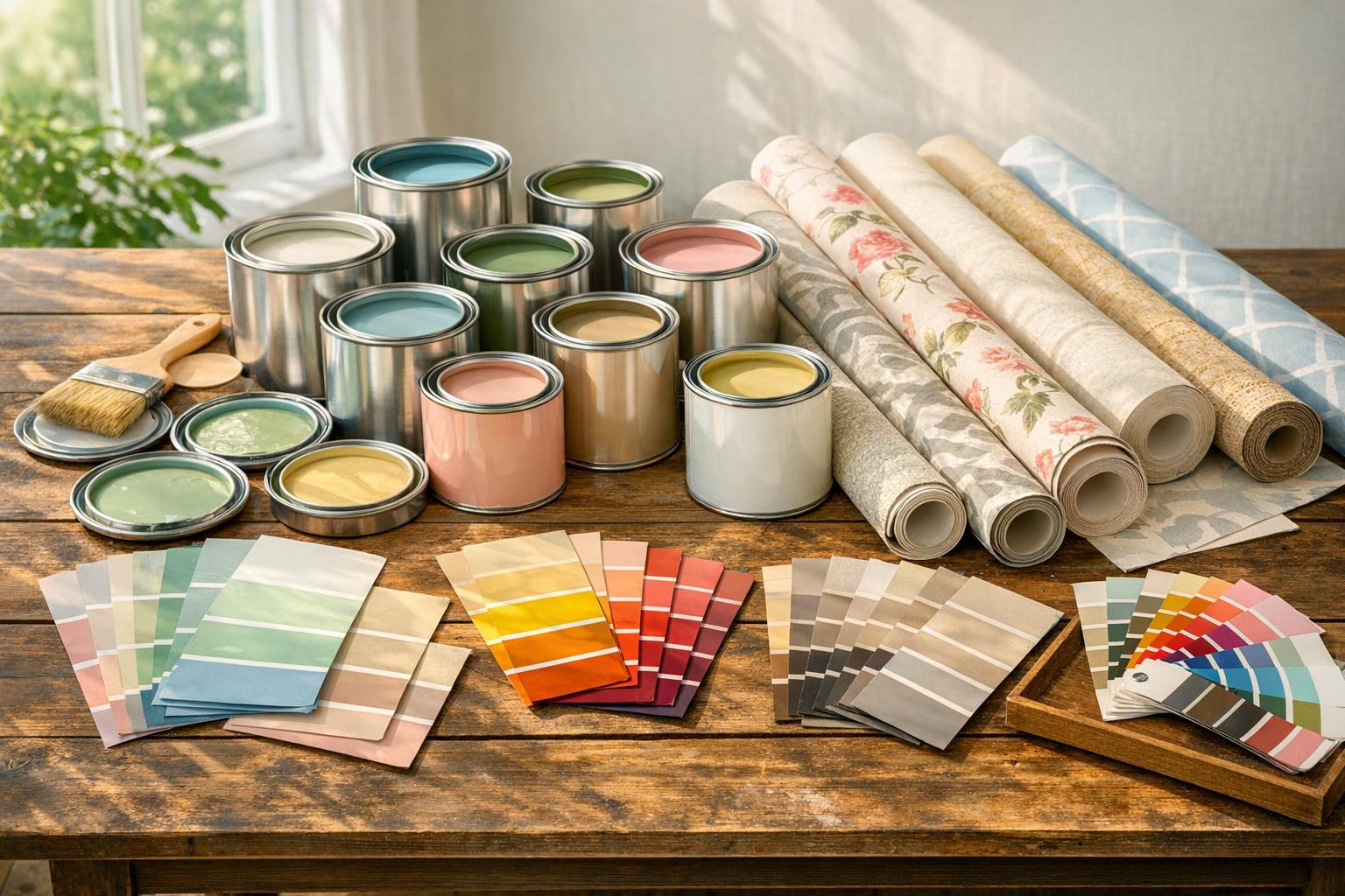 Select a selection of high-quality colours and wallpapers for each project   < Colours ,  tapets  and  finishing materials  are grouped into logical categori