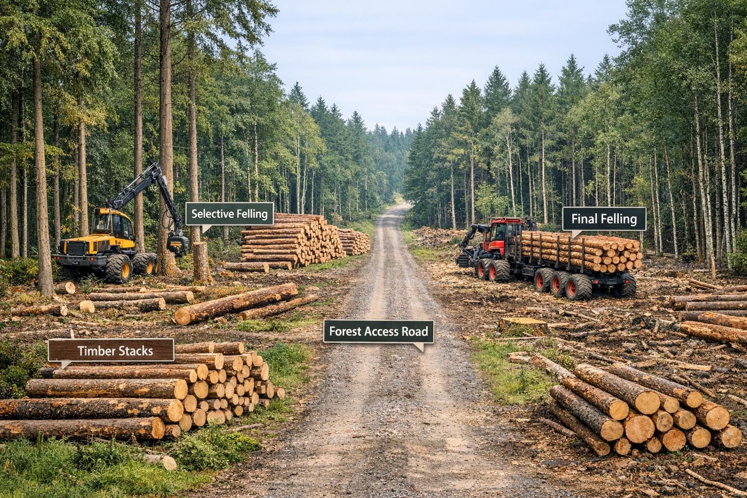 Optimised logging planning  ensures balance between forestry objectives, environmental requirements and the economic value of the wood. A complete solution is p