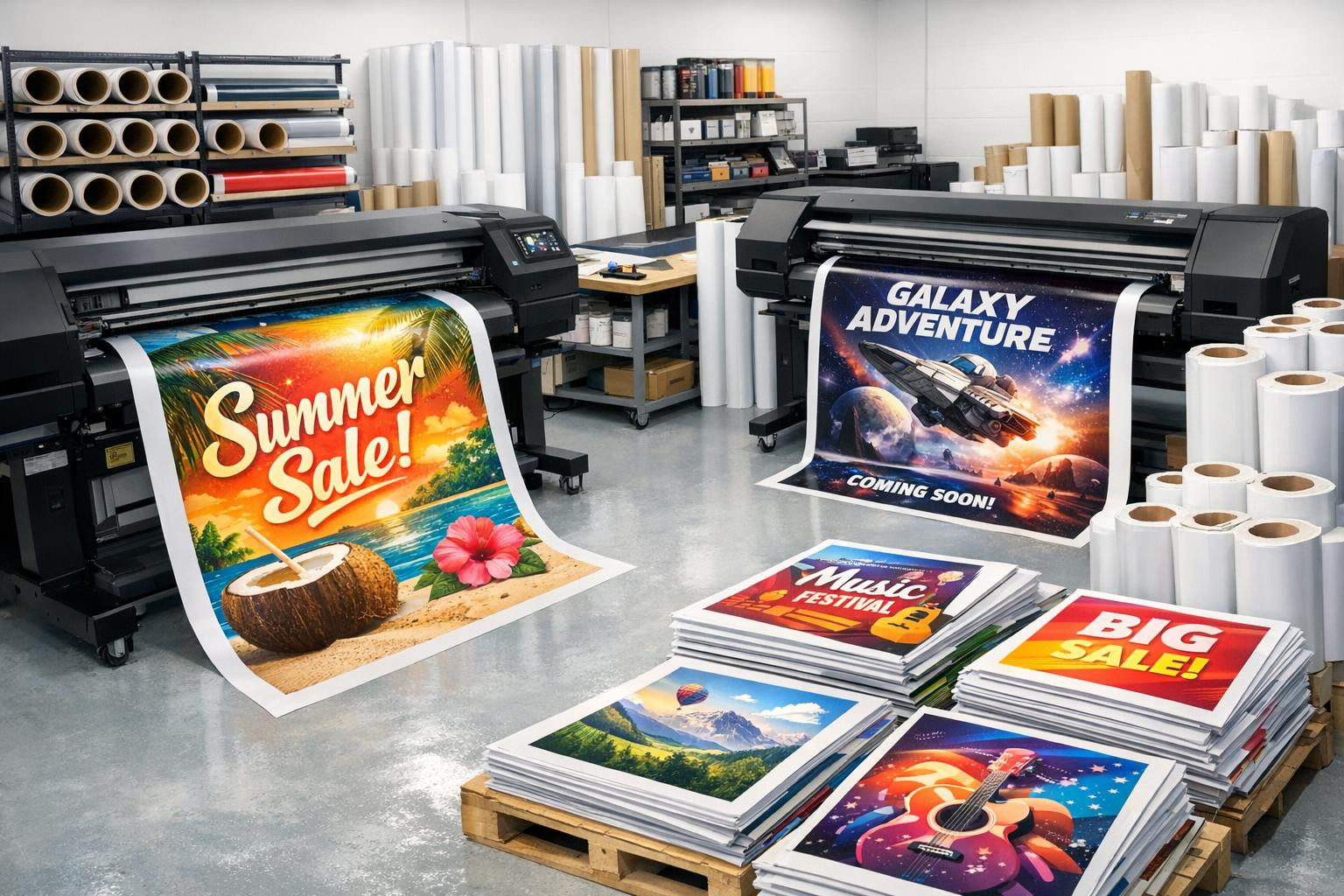 Täielik prindilahendus A4–A0  kiireks ja kvaliteetseks väljapanekuks 
  Täielik trükiteenus  pakub digiprintimist, ofsettrükki ja suureformaadiprinti koos profe