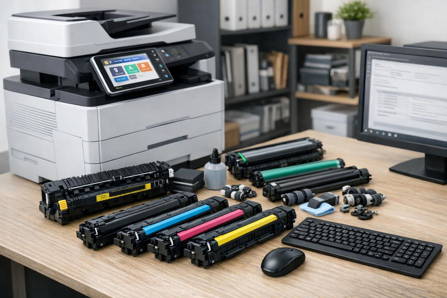 Solution for high productivity and affordable printing    < Printers and copiers  with a well thought-out  printer accessories  and  with a choice of office 