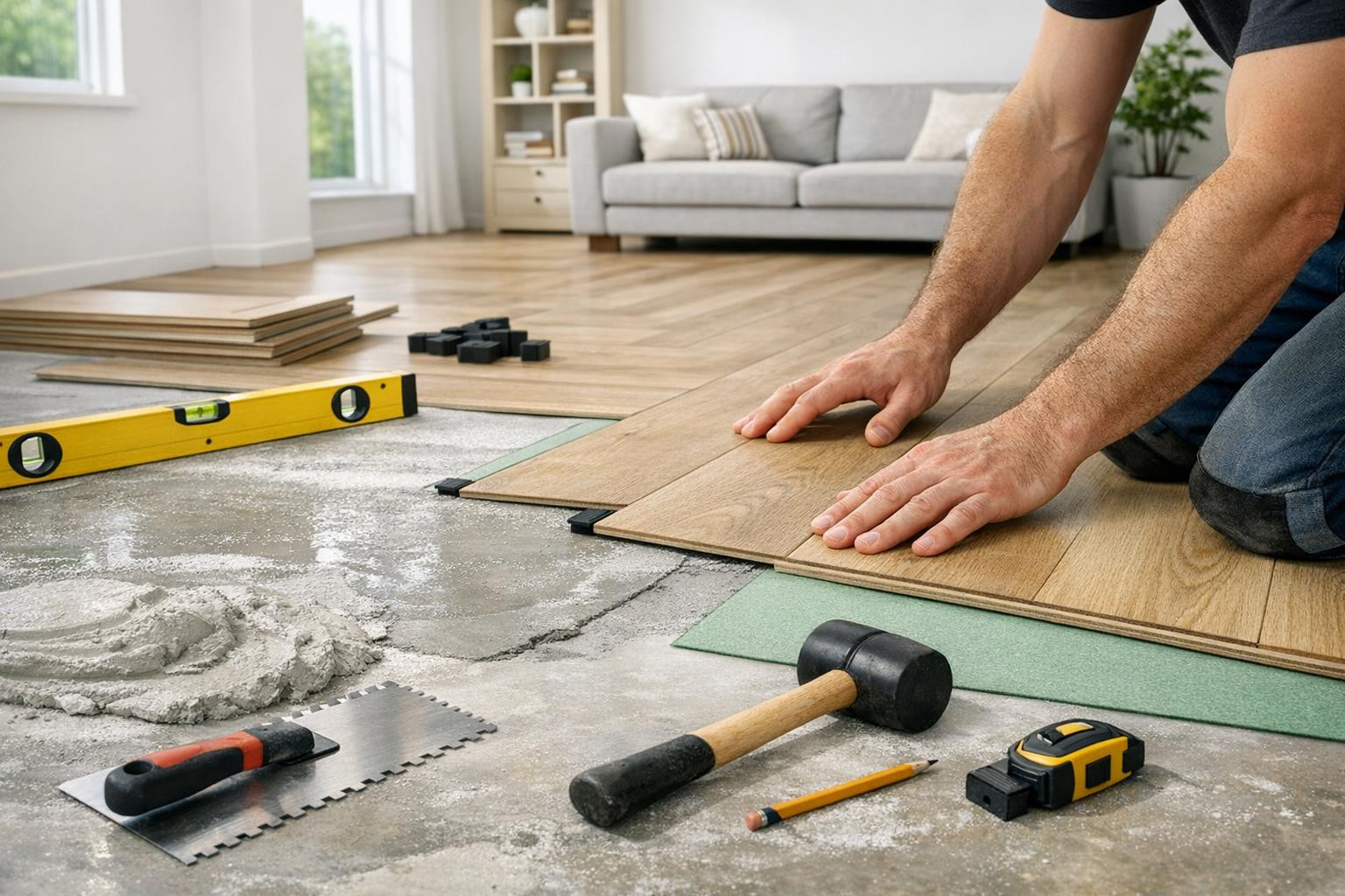 Full floor solution  - accurate and durable result that increases space value and comfort. Installation begins with a proper surface inspection and ends with a 