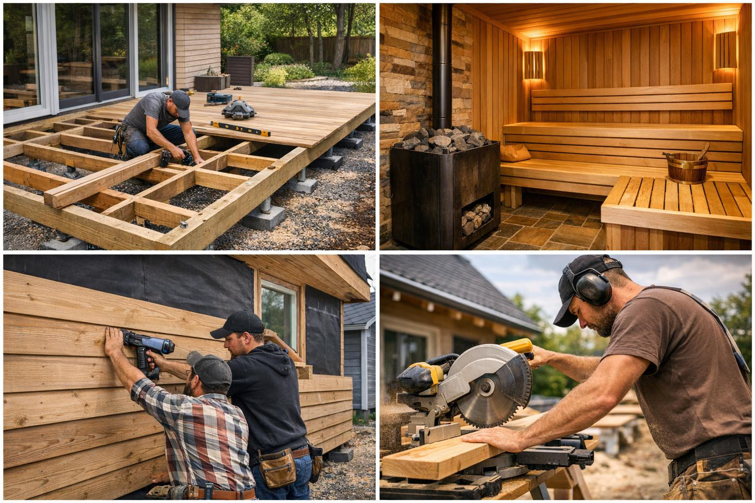 Local timber and general construction services create durable, functional and visually pleasant wood solutions for residential, summer homes and commercial prem