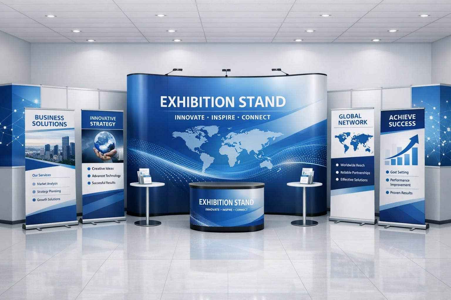 Installation ready roller banners , pop-up systems , mesh walls ...
