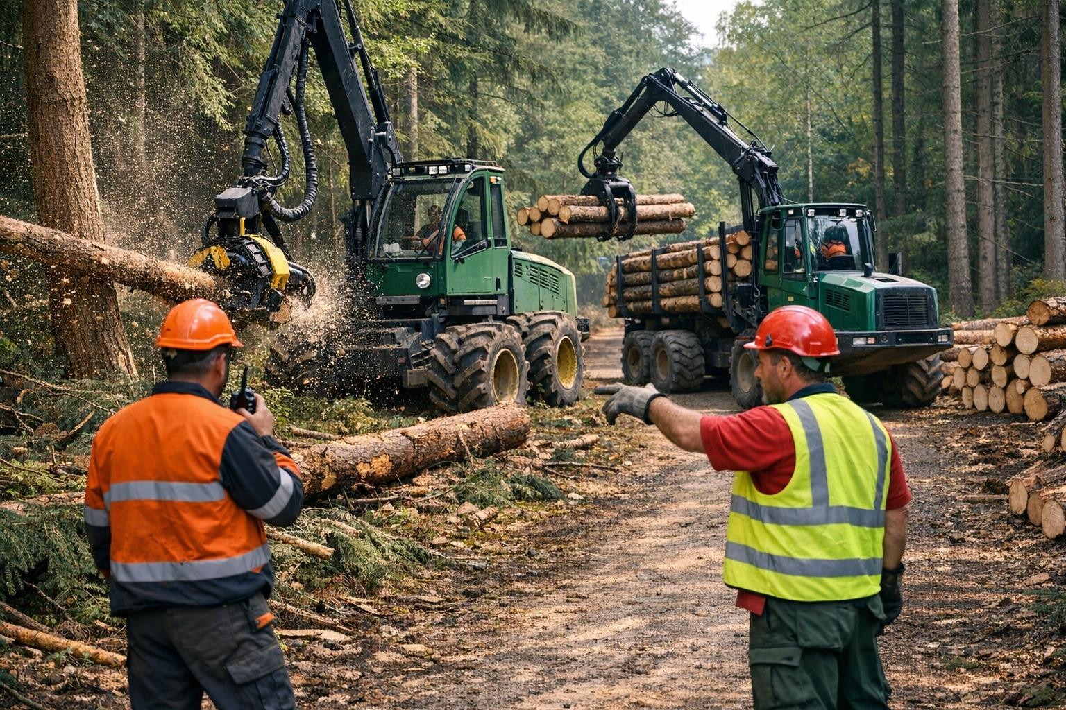 Täielik raie- ja kokkuveoteenus , mis tagab töö sujuva elluviimise alates langetamisest kuni puidu väljaveoni. Pakutav raieteenus ühendab kohapealse raietöö, oh