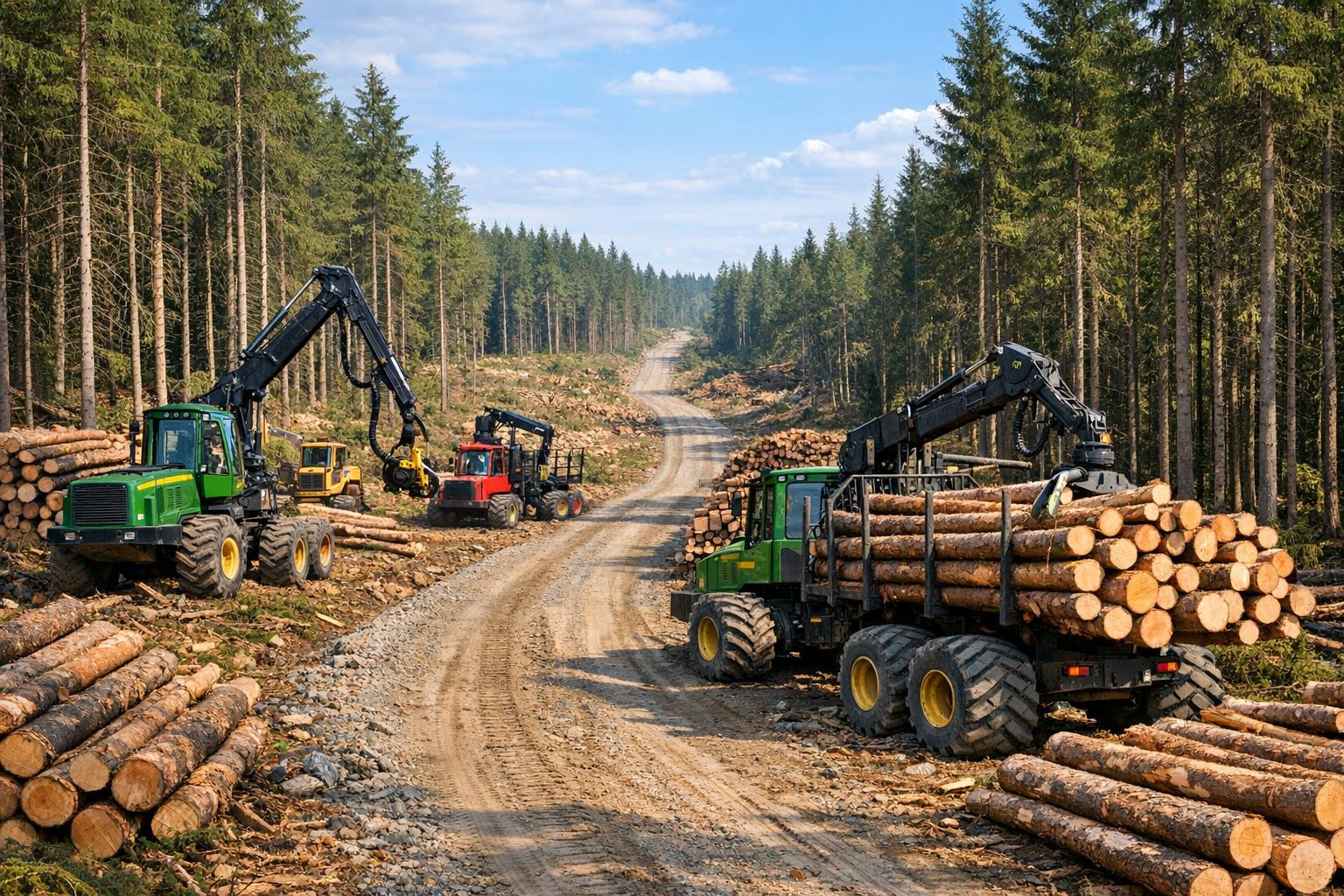Ohutud ja efektiivsed raietööd  tänapäevase  metsatehnika  abil tagavad, et  puidu raiumine  toimub täpselt, kiirelt ja keskkonnasäästlikult. Kaasaegne varustus