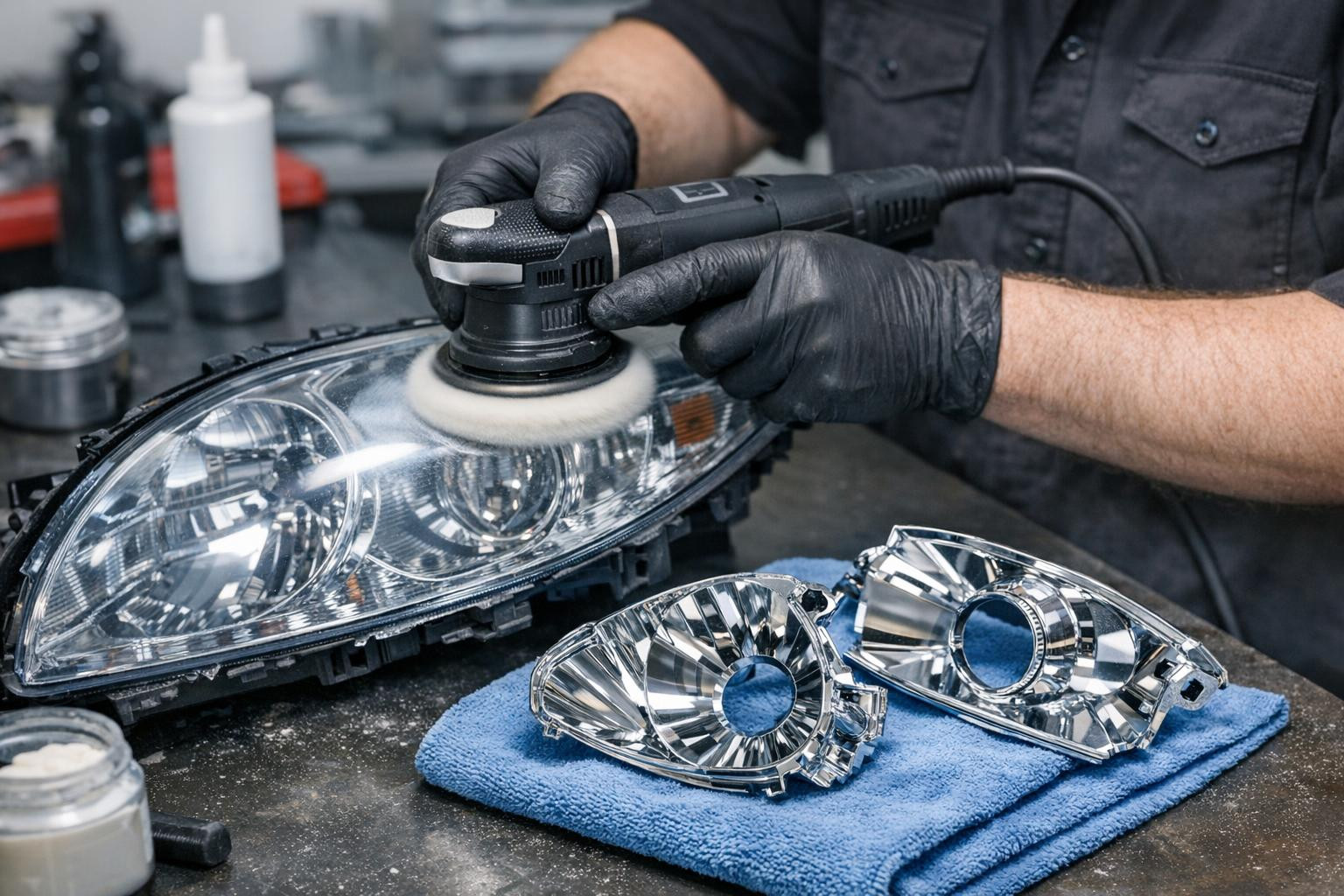 Related visibility, safer driving   Return of luminaires restores the transparency of the headlights and the original shine of the reflectors by combining profe