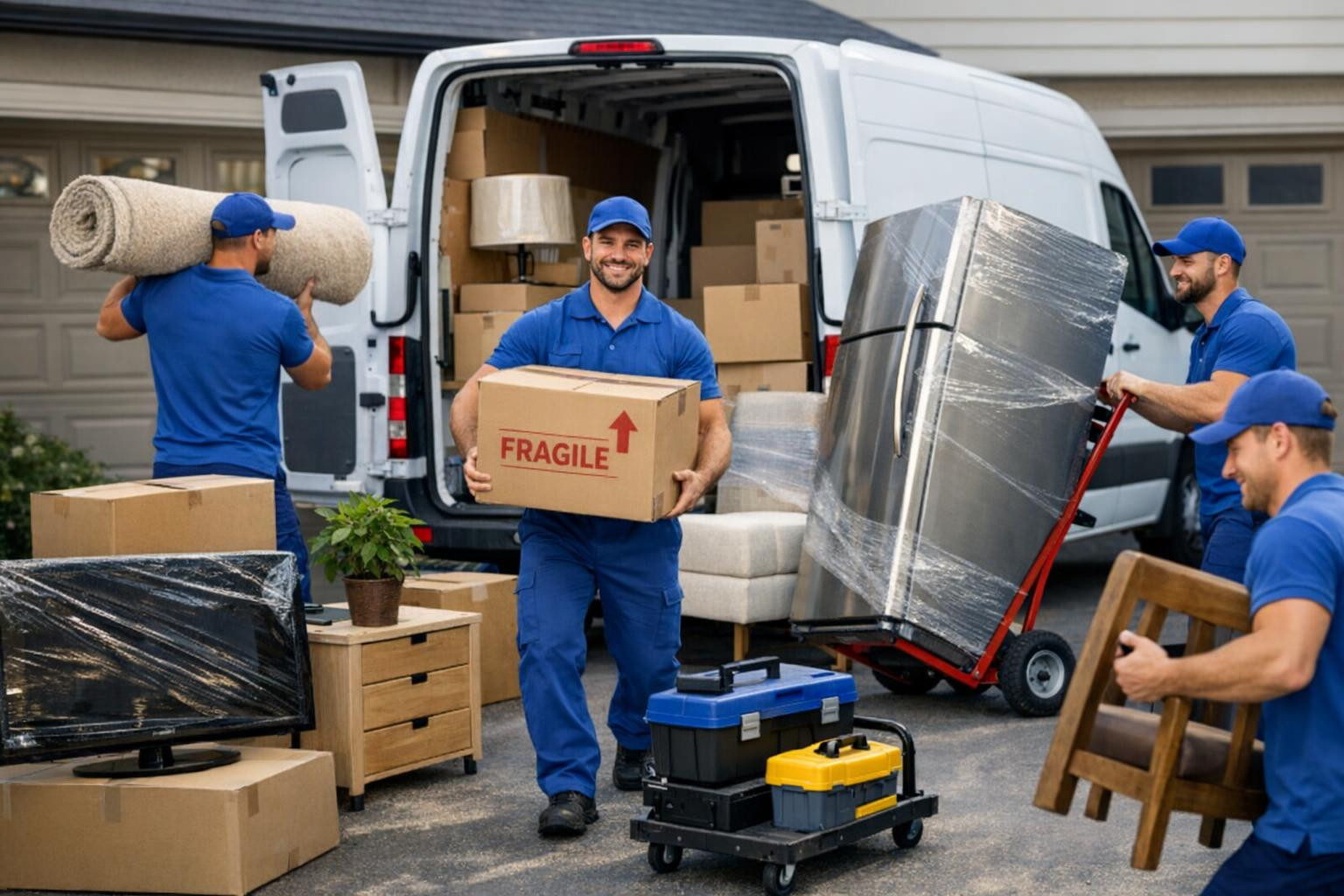 Floating moving without stress    Full service for home and business moving  combines professional packaging, safe transport and accurate installation to ensure